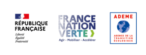 Logo des trois institutions : République Française, France Nation Verte et l'ADEME.